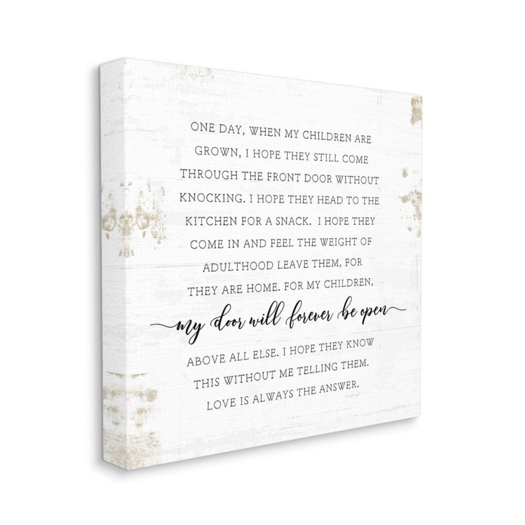 Stupell Industries When My Children Are Grown Text Homely Word Design Canvas Wall Art